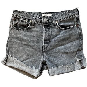 Levi’s Premium Wedgie Straight Gray Frayed Hem Jean Shorts High Rise - 31